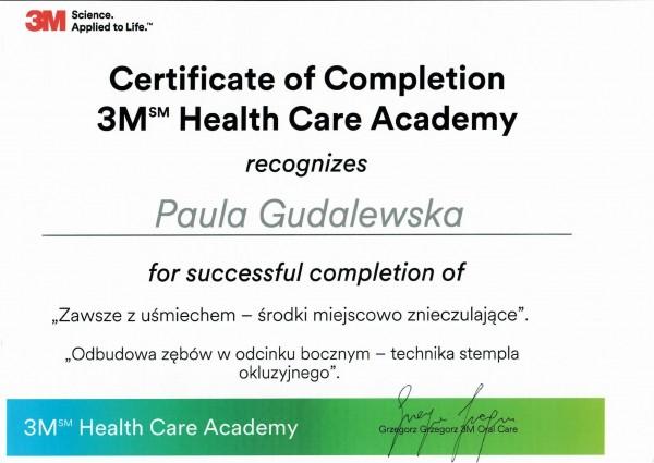 certyfikat 3M dla Pauliny Gudalewskiej